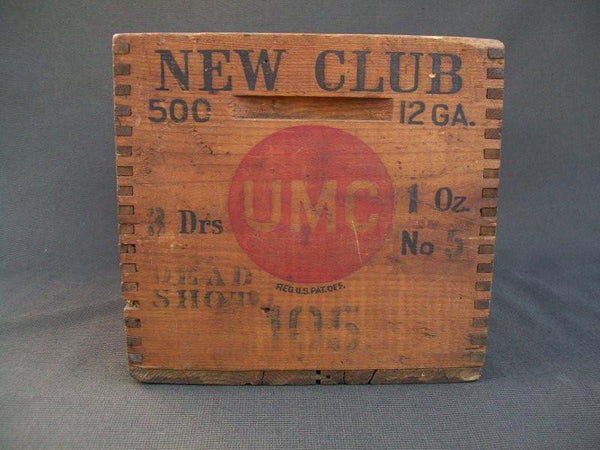 New Club 12GA Union Metallic Cartridge Co Ammo Wooden Dove tailed Crate