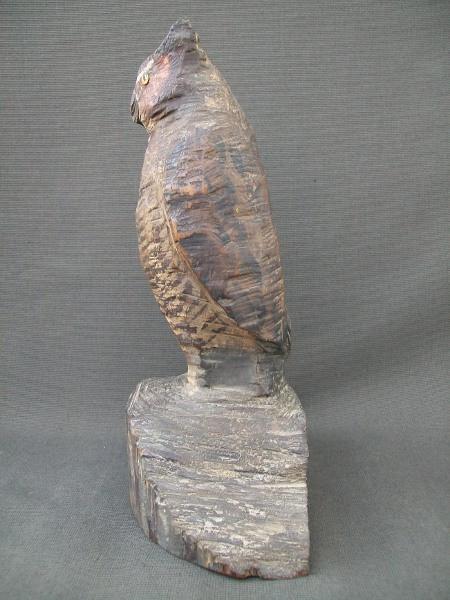 Great Horned Wooden Owl Hand carved one piece of wood