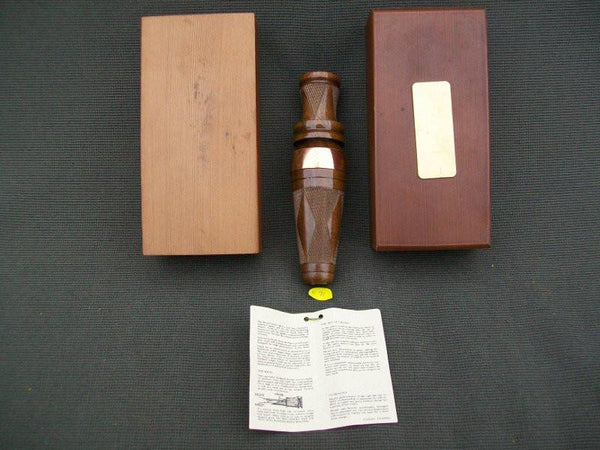 Royal Checkered Duck Call in Wooden Display Case with Original Paperwork.