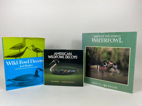 Lot of 3 Books, American Wildfowl Decoys, Wild Fowl Decoys, and Birds of the World Waterfowl