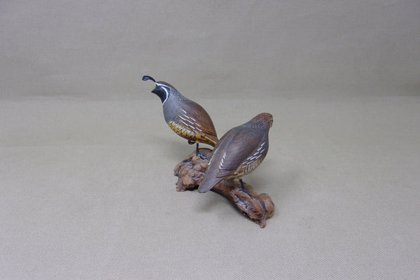 Gambels Quail Pair, Miniatures on Driftwood  (#4212)