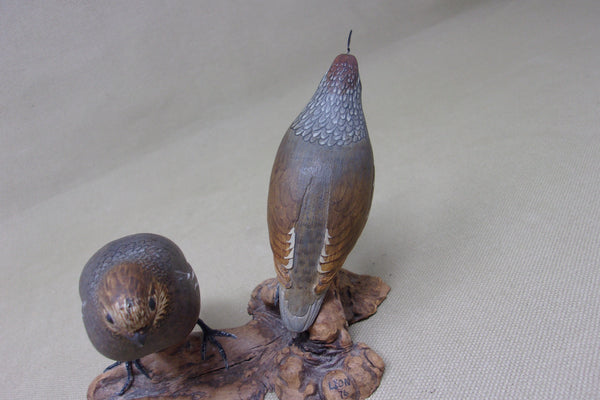 Gambels Quail Pair, Miniatures on Driftwood  (#4212)