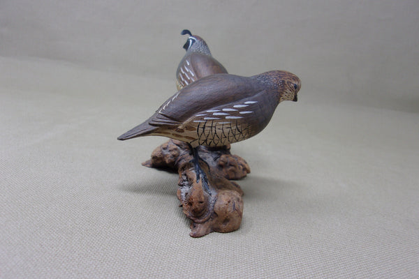 Gambels Quail Pair, Miniatures on Driftwood  (#4212)