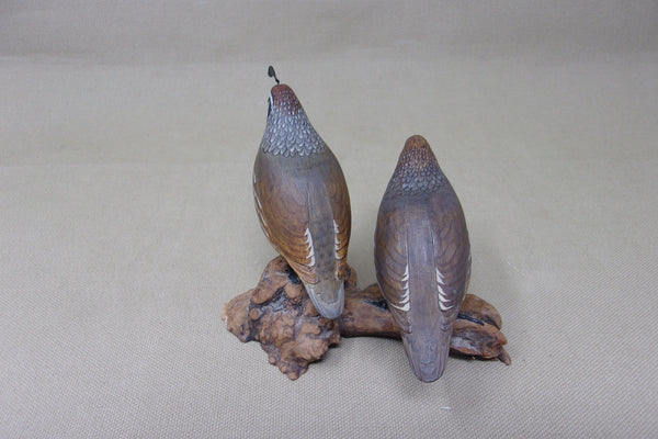 Gambels Quail Pair, Miniatures on Driftwood  (#4212)
