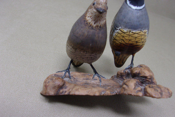 Gambels Quail Pair, Miniatures on Driftwood  (#4212)