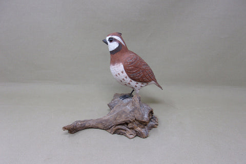 Hand Carved Wooden Quail (#4978)