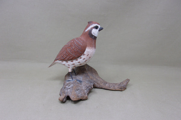 Hand Carved Wooden Quail (#4978)