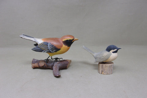 2- Hand-carved Songbirds (#4981)