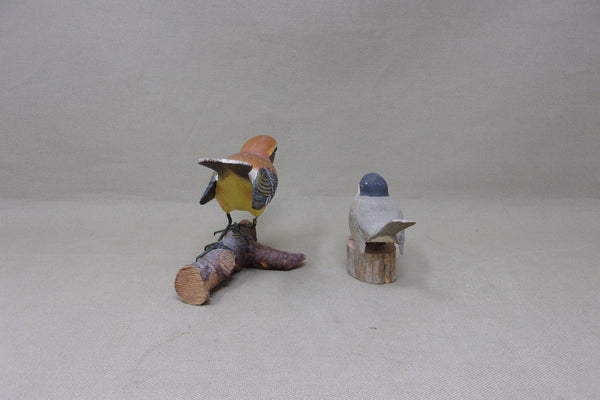 2- Hand-carved Songbirds (#4981)