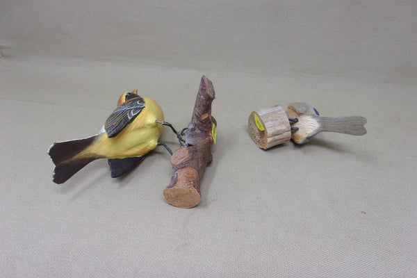 2- Hand-carved Songbirds (#4981)