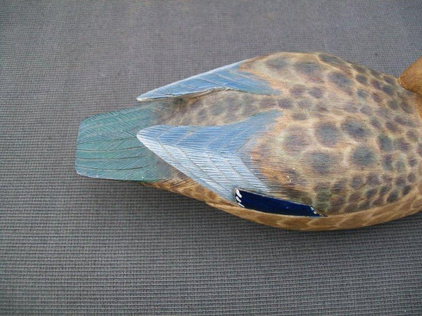 Very Nice Fred Destri Half Size Wood Duck with Raised Wings, slightly turned head, signed and stamped