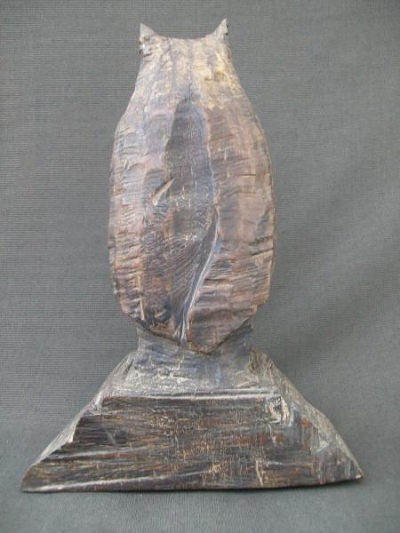 Great Horned Wooden Owl Hand carved one piece of wood