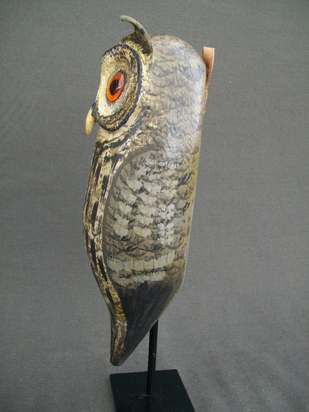 Russ Allen Handmade Owl Decoy made from Vintage Decoy Body