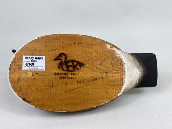 Robert Kerr Hooded Merganser All Original, Brand on Bottom (#5804)