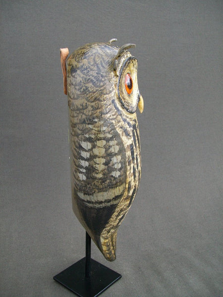 Russ Allen Handmade Owl Decoy made from Vintage Decoy Body