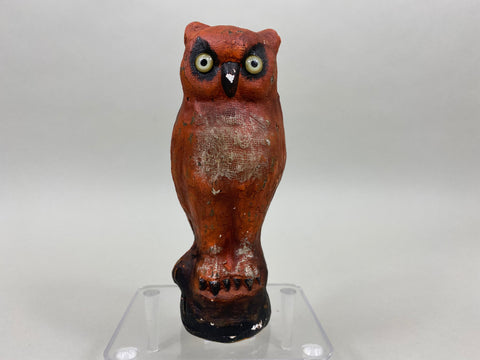 Undersized Vintage Hard Paper Mache Owl, Circa 1940's (#6071)