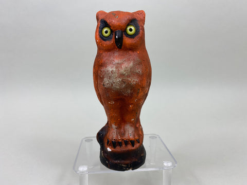Undersized Vintage Hard Paper Mache Owl, Circa 1940's (#6072)