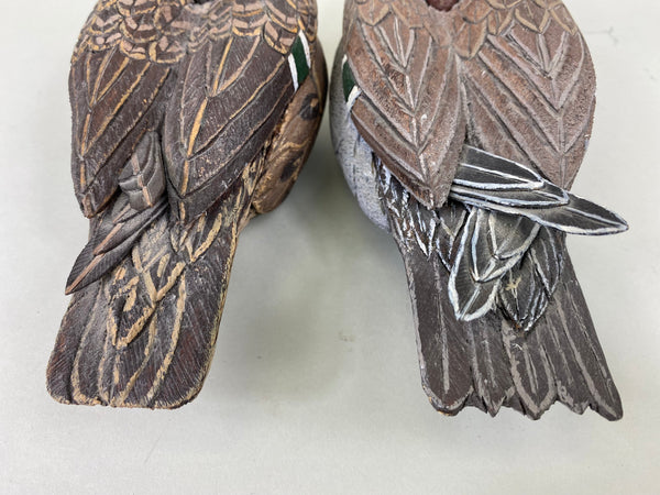 Pair- Green Wing Teal, Balsa Wood, Unknown Carver (#6323)