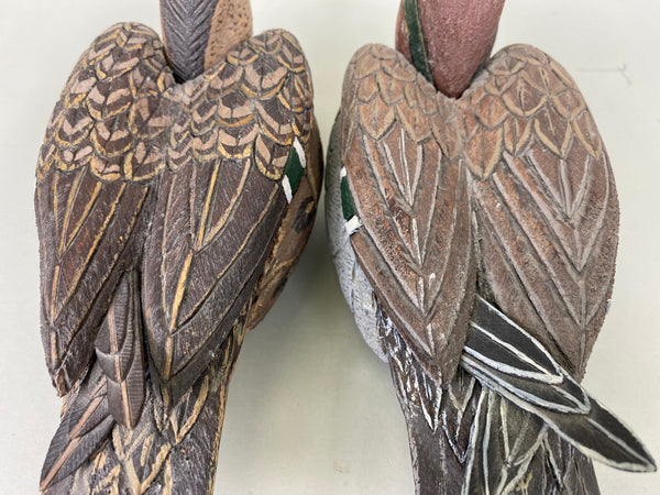 Pair- Green Wing Teal, Balsa Wood, Unknown Carver (#6323)