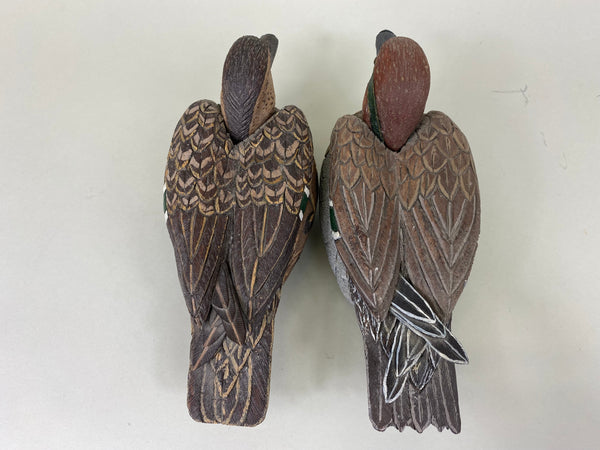 Pair- Green Wing Teal, Balsa Wood, Unknown Carver (#6323)