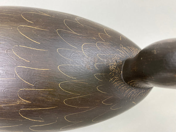 R. C. Burnett Black Duck Decoy, Original, Branded, Circa 1940's (#6380)
