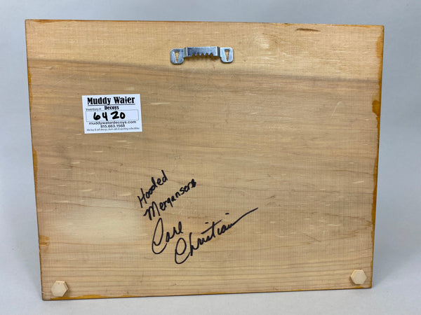 Carl Christiansen Carved Hooded Merganser Plaque (#6420)