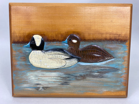 Carl Christiansen Carved Buffleheads Plaque (#6422)