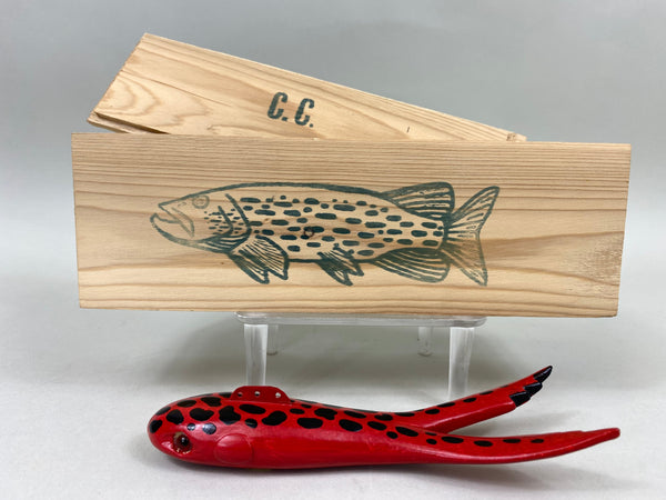 Carl Christiansen Black Spotted Red Croaker Frog Spearing Decoy (#6842)