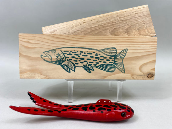 Carl Christiansen Black Spotted Red Croaker Frog Spearing Decoy (#6842)