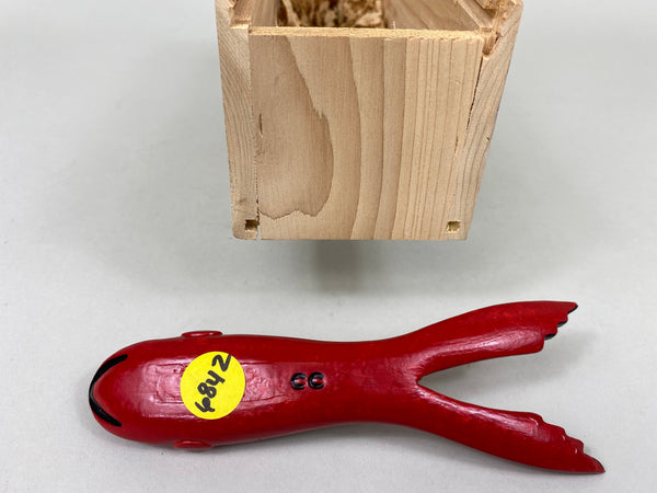 Carl Christiansen Black Spotted Red Croaker Frog Spearing Decoy (#6842)