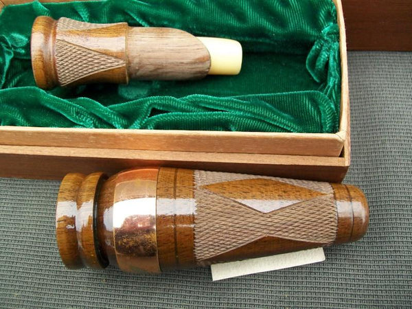Royal Checkered Duck Call in Wooden Display Case with Original Paperwork.