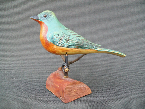 Vintage Hand Carved Blue Bird (#805)