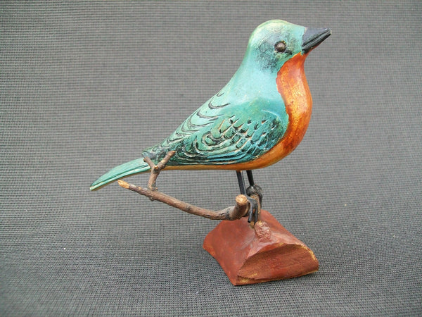 Vintage Hand Carved Blue Bird (#805)