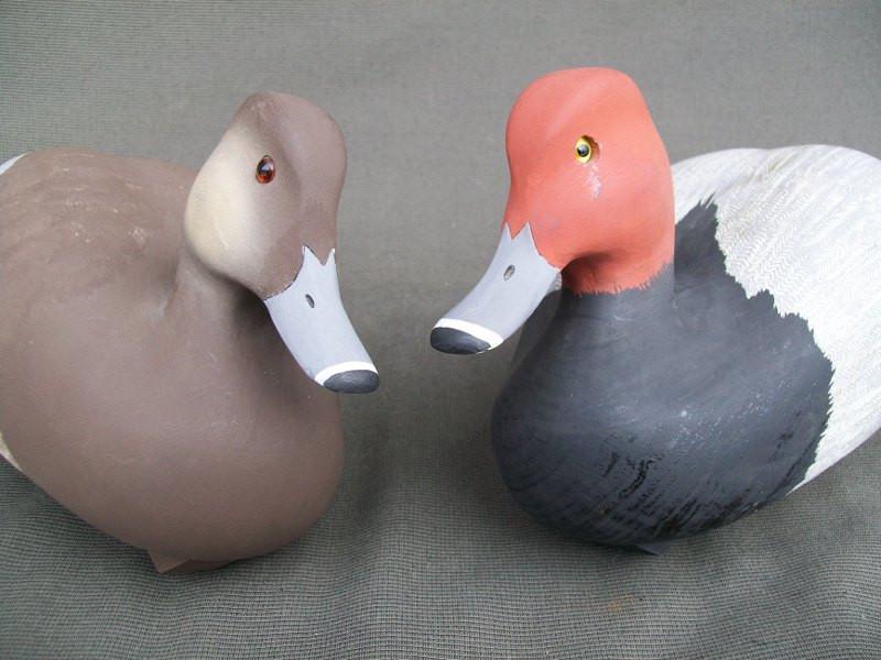 Jack Sweet Red Heads Decoys Unlimited Stamped Pair. (2203) Muddy Water Decoys