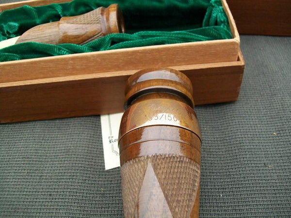Royal Checkered Duck Call in Wooden Display Case with Original Paperwork.