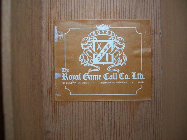 Royal Checkered Duck Call in Wooden Display Case with Original Paperwork.