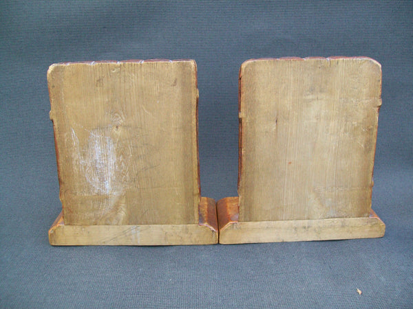 Hand Carved Wooden Bookends, Pointers (#A30)