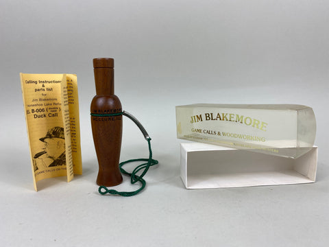 Jim Blakemore B-006 Double Reed Duck Call, Original Box and Paperwork (#B20)