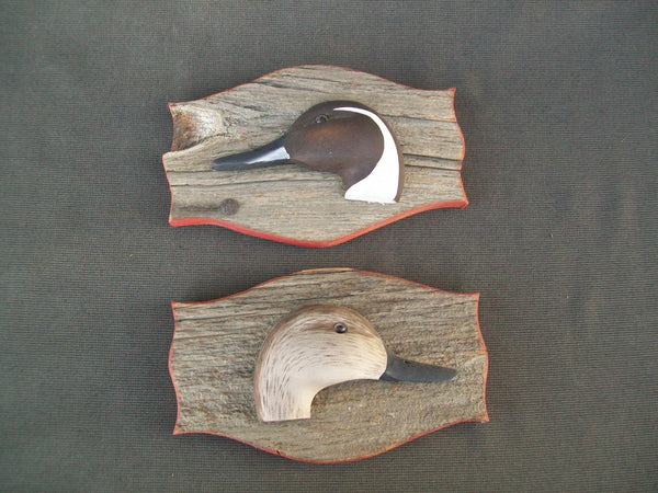 Carved Pintail Head Wall Plaques