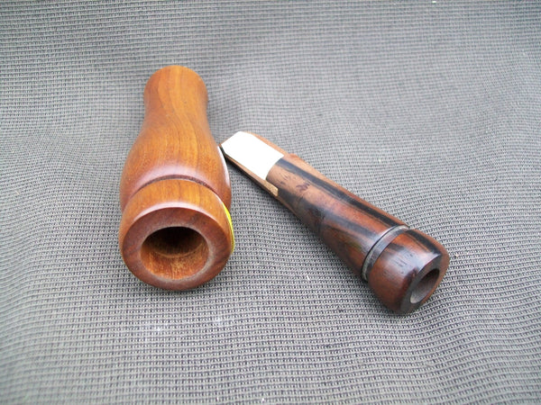 Scott Schroder Duck Call, detailed feather carved on barrel