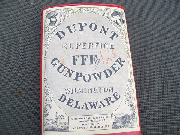 Dupont Superfine FFF Gunpoweder Tin- Wilmington Delaware  (#G32)
