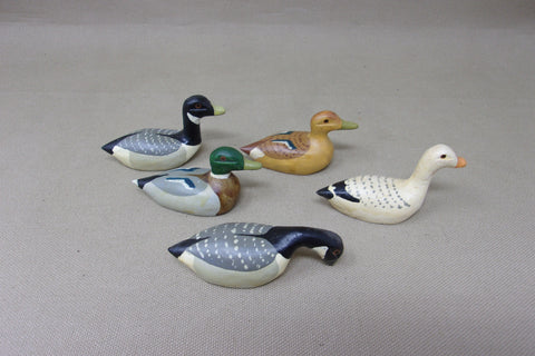 Lot of 5 Miniature Decoys by Eddie Moore, stamped on bottom