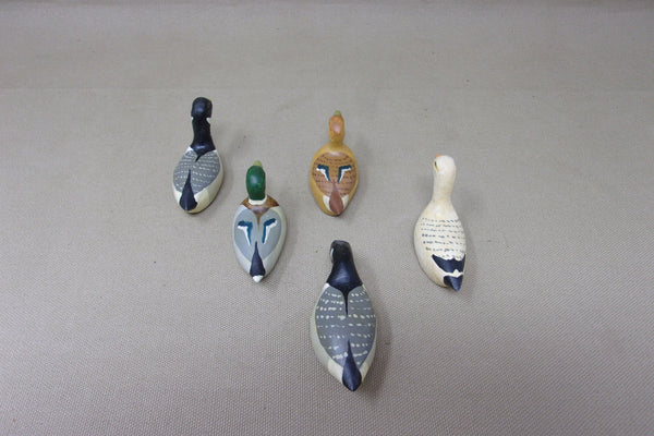 Lot of 5 Miniature Decoys by Eddie Moore, stamped on bottom