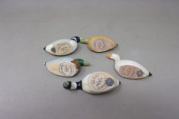 Lot of 5 Miniature Decoys by Eddie Moore, stamped on bottom