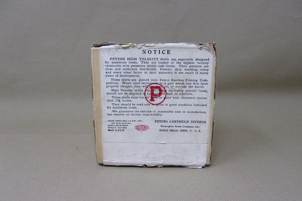 Peters High Velocity Rustless Smokeless Shot Gun Shell Box (empty)  (#Q75)