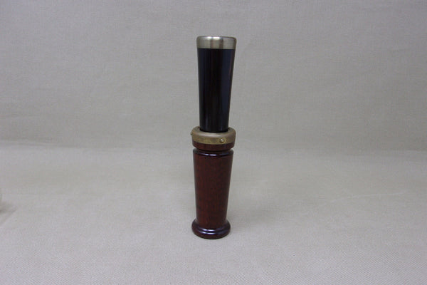 Snake Wood Duck Call with Ebony Wood Stopper, Brass Rivets (#V1)