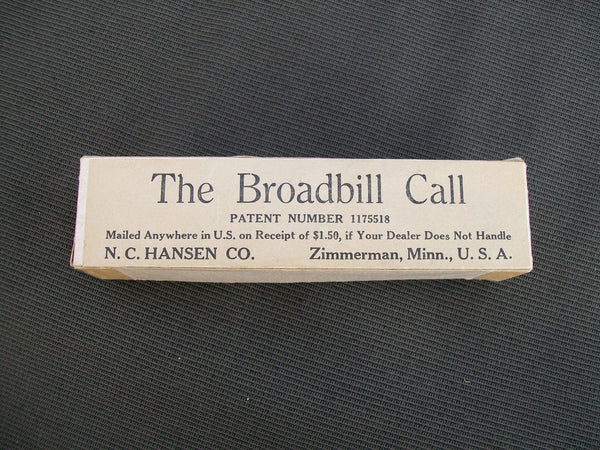 Broadbill Duck Call in Original Box with Paperwork, exceptional condition