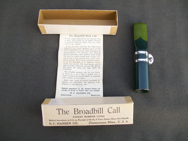 Broadbill Duck Call in Original Box with Paperwork, exceptional condition