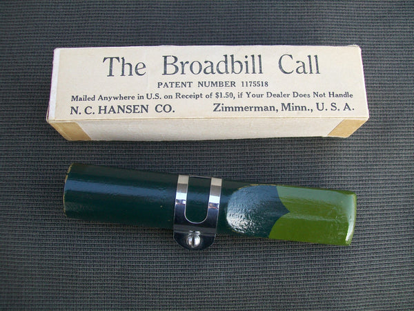 Broadbill Duck Call in Original Box with Paperwork, exceptional condition