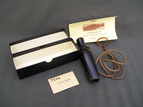 Iverson Duck Call, Original Box, Paperwork, Extra Reed, and Lanyard. New York Model